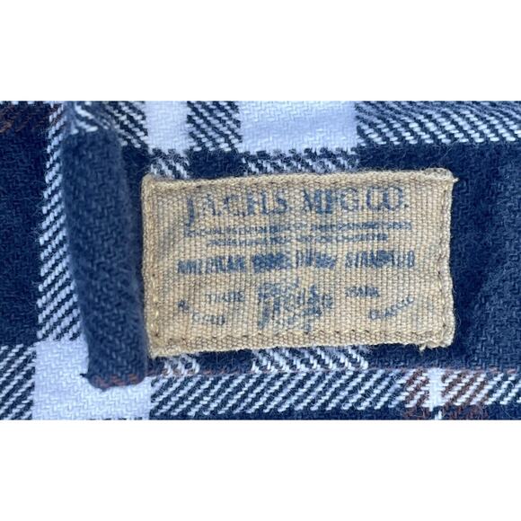JACHS Flannel Long Sleeve Button Up Collared Men's Plaid Navy SIZE 29.5 Length - Picture 4 of 9